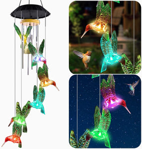 Solar Powered Hummingbird Wind Chimes