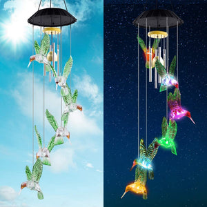 Solar Powered Hummingbird Wind Chimes