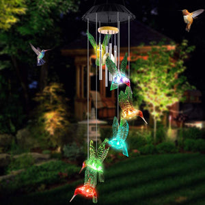 Solar Powered Hummingbird Wind Chimes