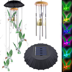 Solar Powered Hummingbird Wind Chimes